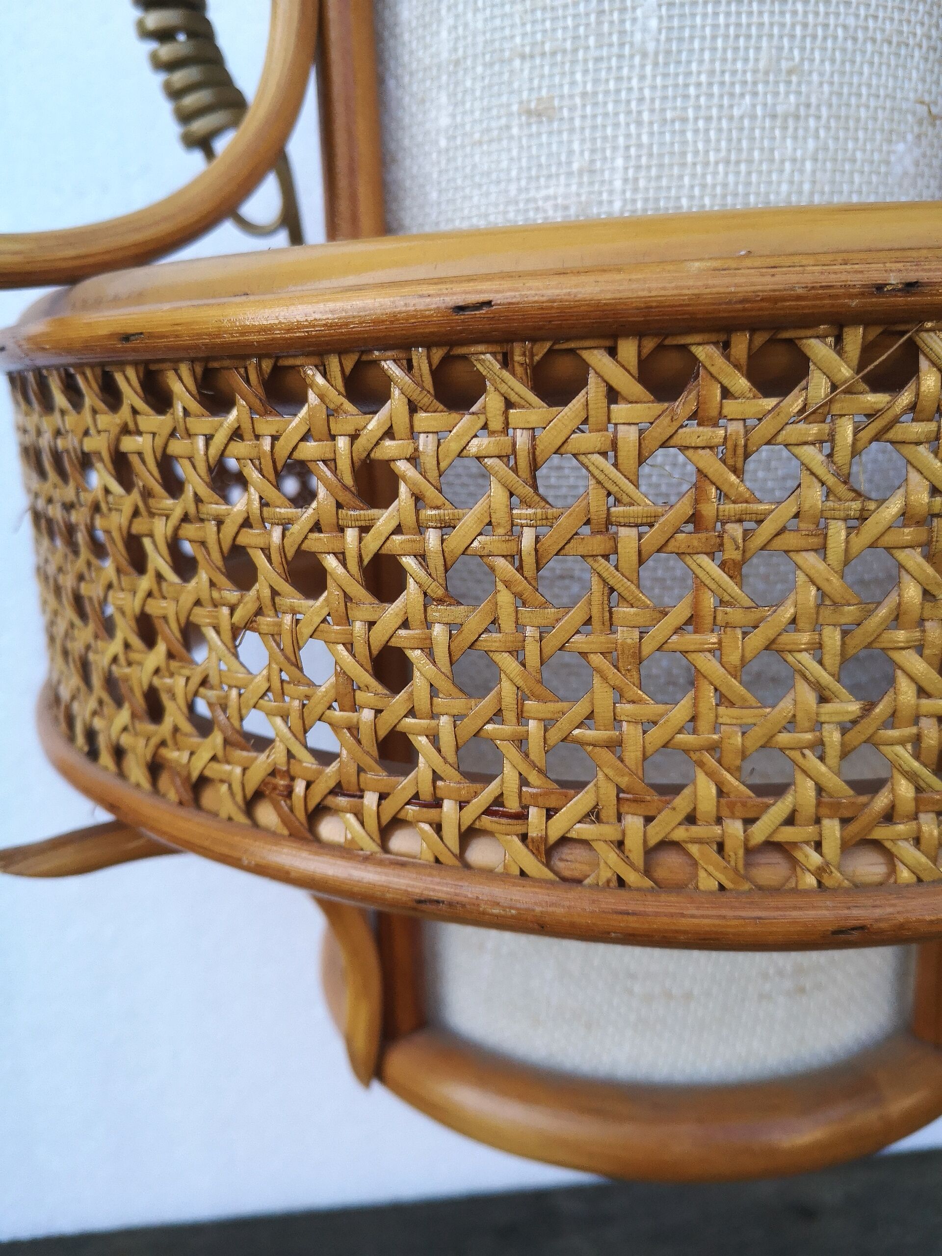 Vintage rattan and canning chandelier