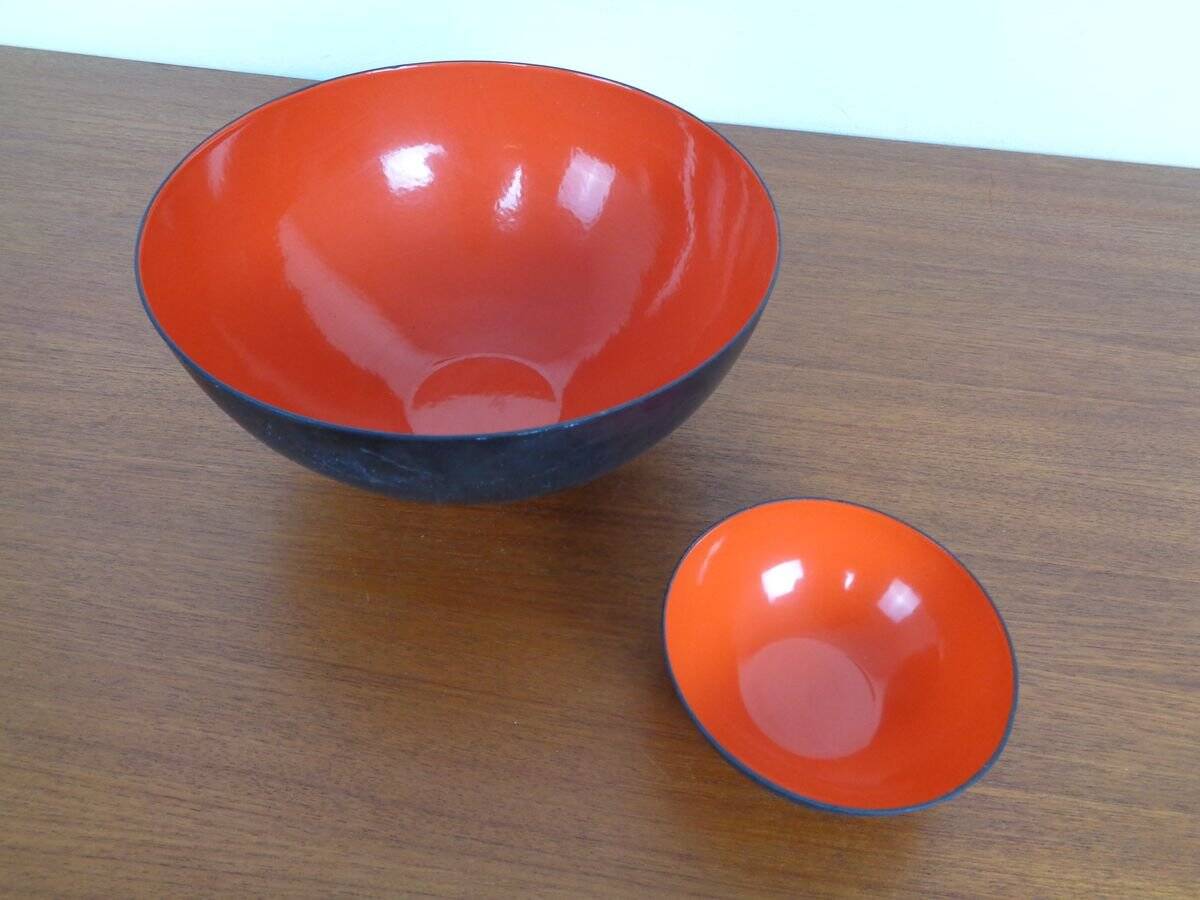 Red Krenit Bowls by Herbert Krenchel Torben Ørskov, Set of 2, 1960s