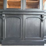 Large black patinated glass bookcase (renovated)