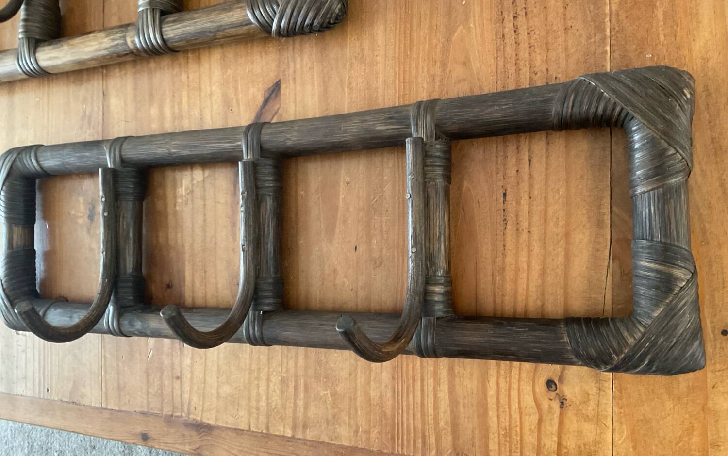 Pair of rattan coat racks from the 60s and 70s
