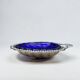 Silver-plated shell butter dish and vintage blue bowl from the 70s.