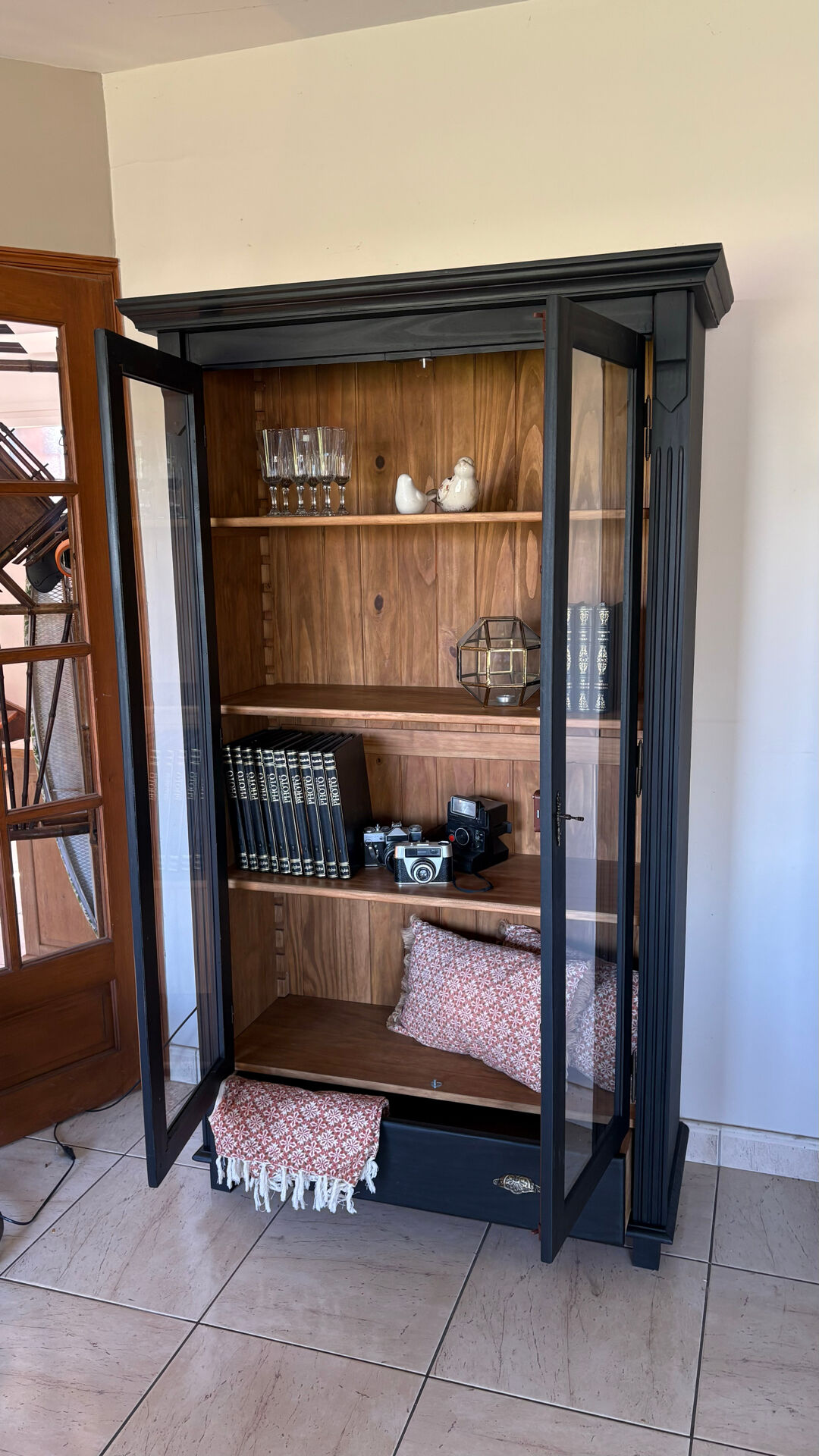 Black display cabinet