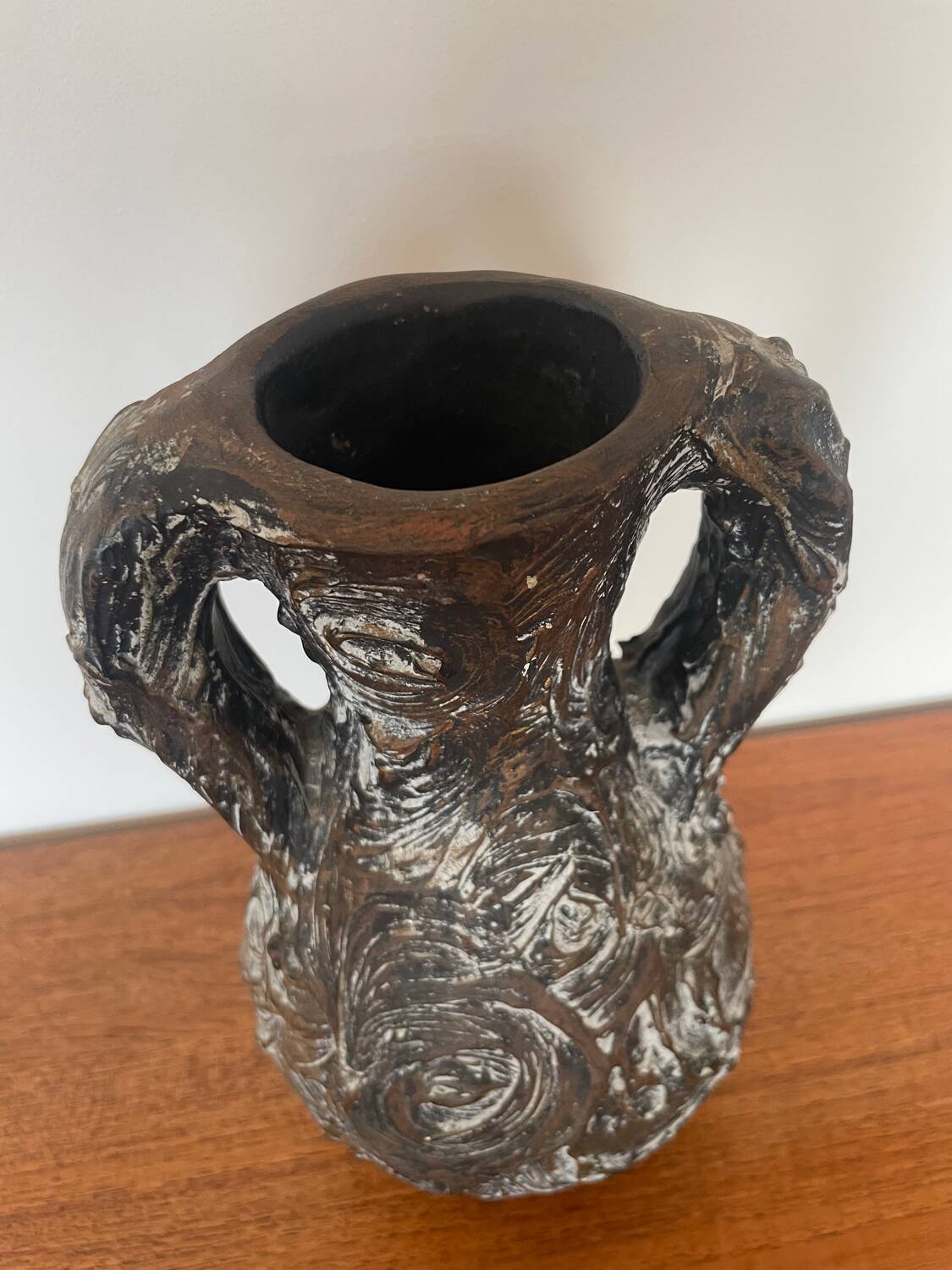 Brown ceramic vase from Vallauris, 1960s/70s