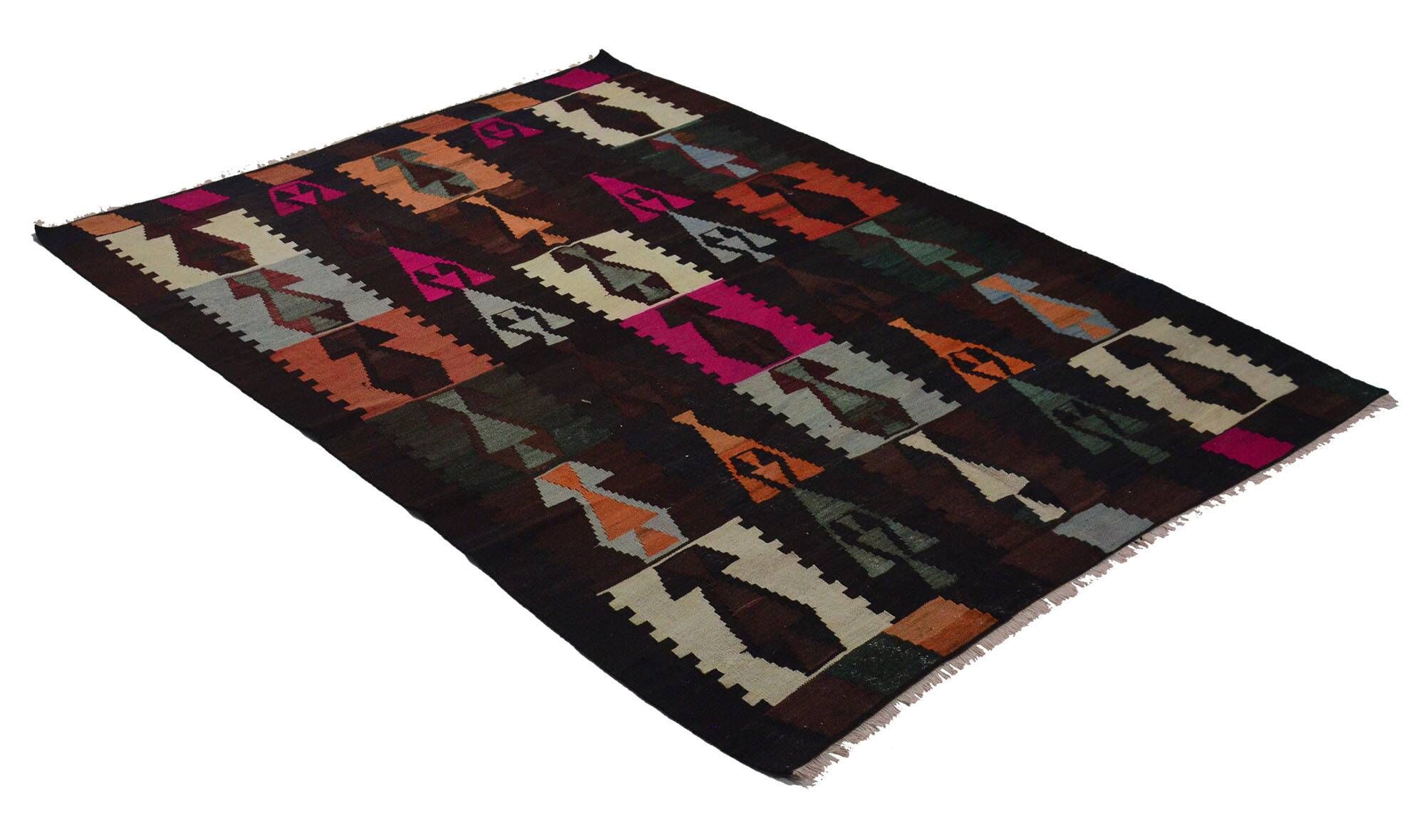Kilim Oushak Vintage Geometric Graphic Multicoloured 250 x 180 cm