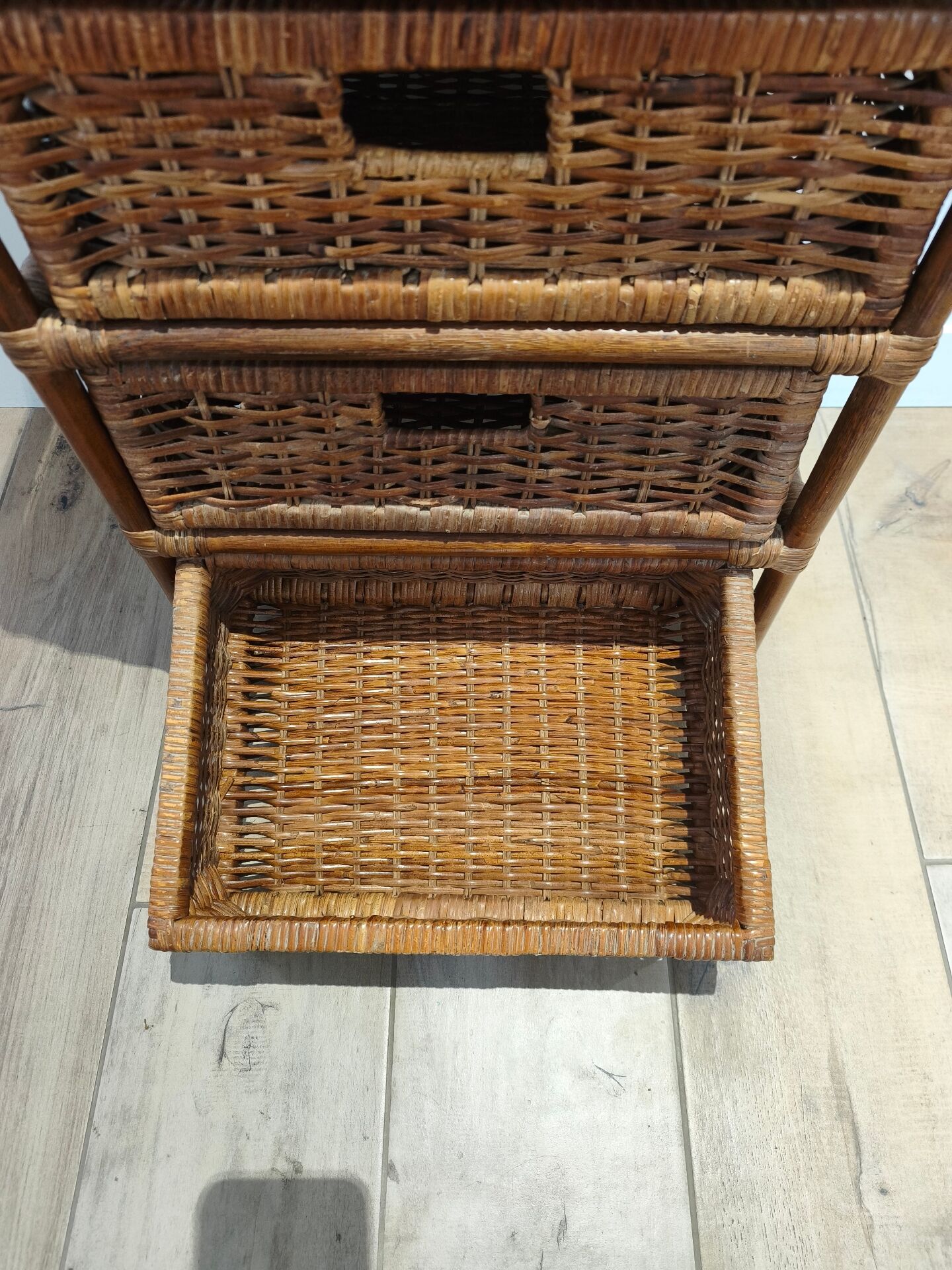Rattan wicker drawer unit