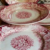 Five plates of earthenware from Pexonne 19th service "flowers"