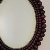 Miroir vintage bohème en perles de bois