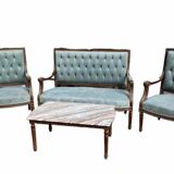 Set sofa and armchair with coffee table