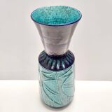 Blue and Teal Ceramic Vase in the style of Bitossi