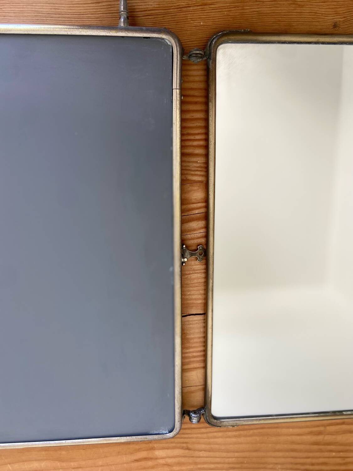 Metal triptych mirror from the 1950s