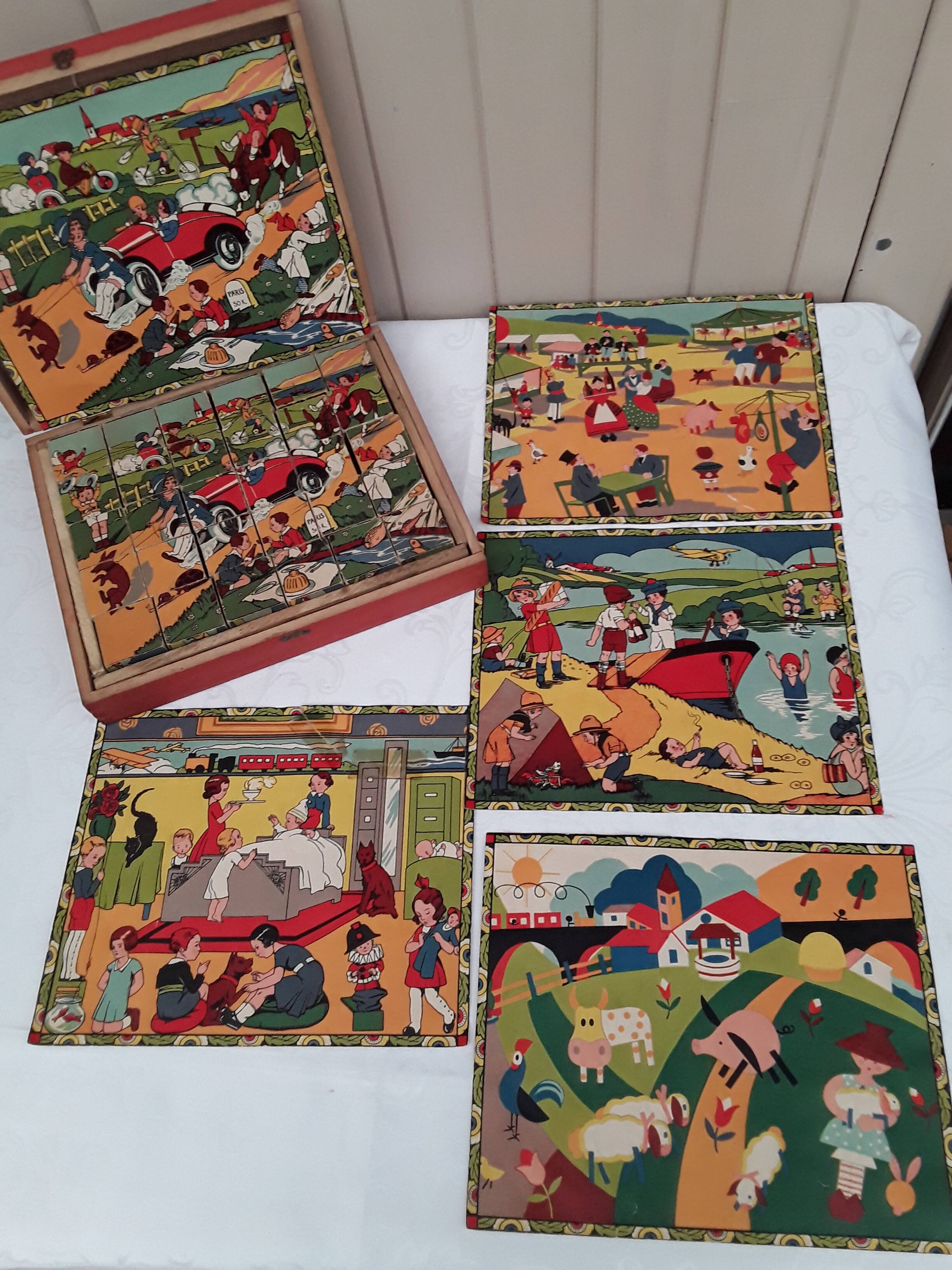 Old box of wooden cubes