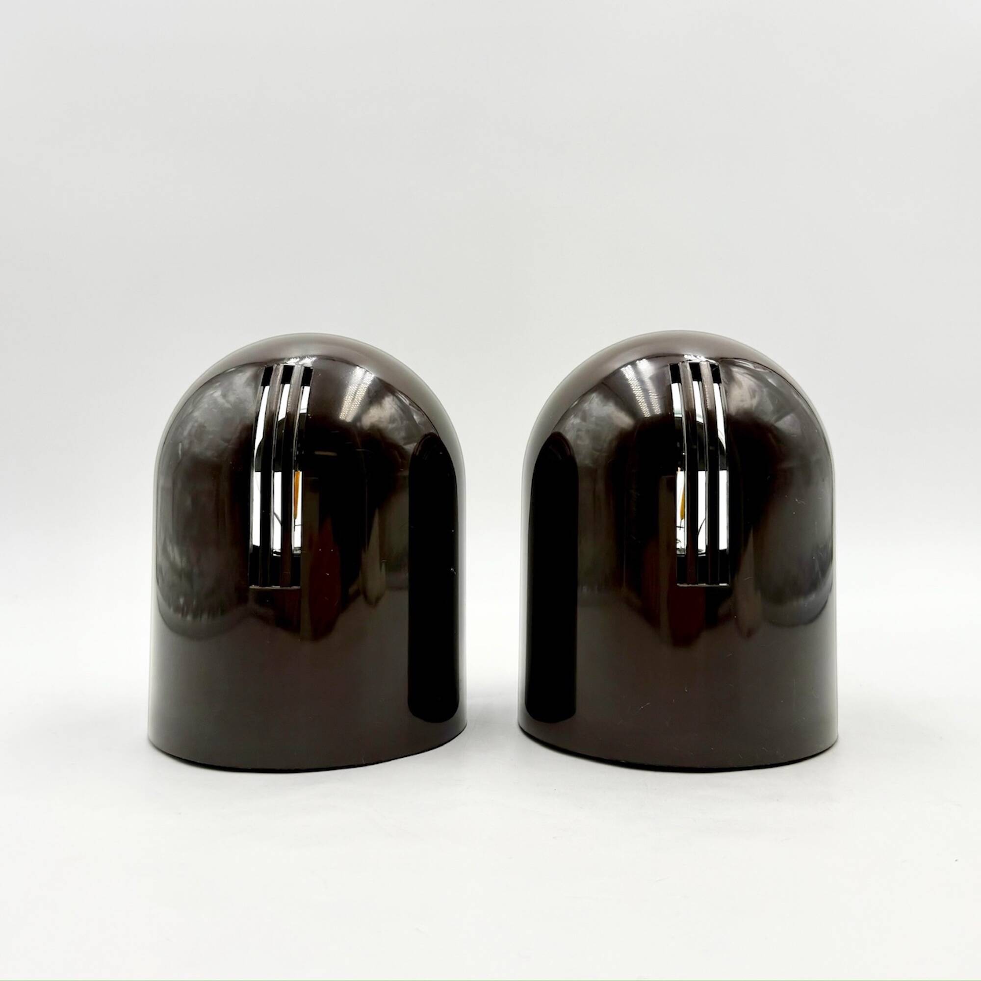 Pair of Brown Gedy Wall Lamps by Makio Hasuike 1970s Italian Design NOS