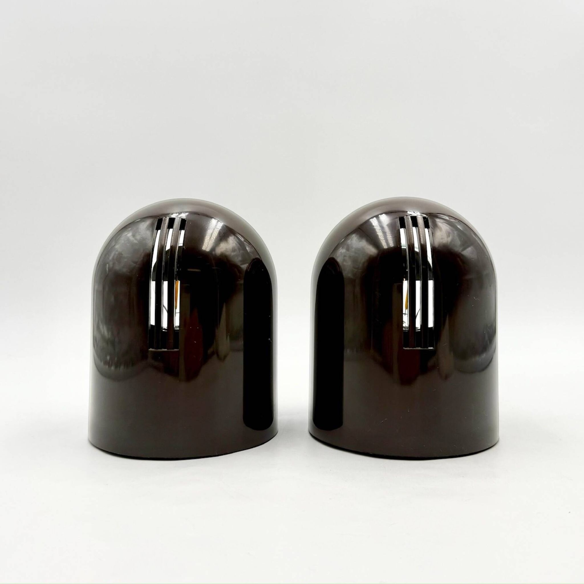 Pair of Brown Gedy Wall Lamps by Makio Hasuike 1970s Italian Design NOS
