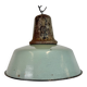 Industrial Petrol Enamel Factory Lamp with Cast Iron Top, 1960s
