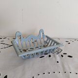 Vintage blue enamel soap dish, 1940s