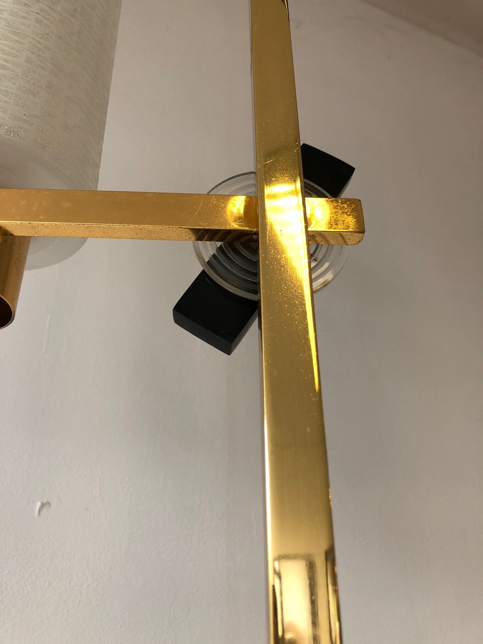 Maison Arlus floor lamp in metal brass and opaline