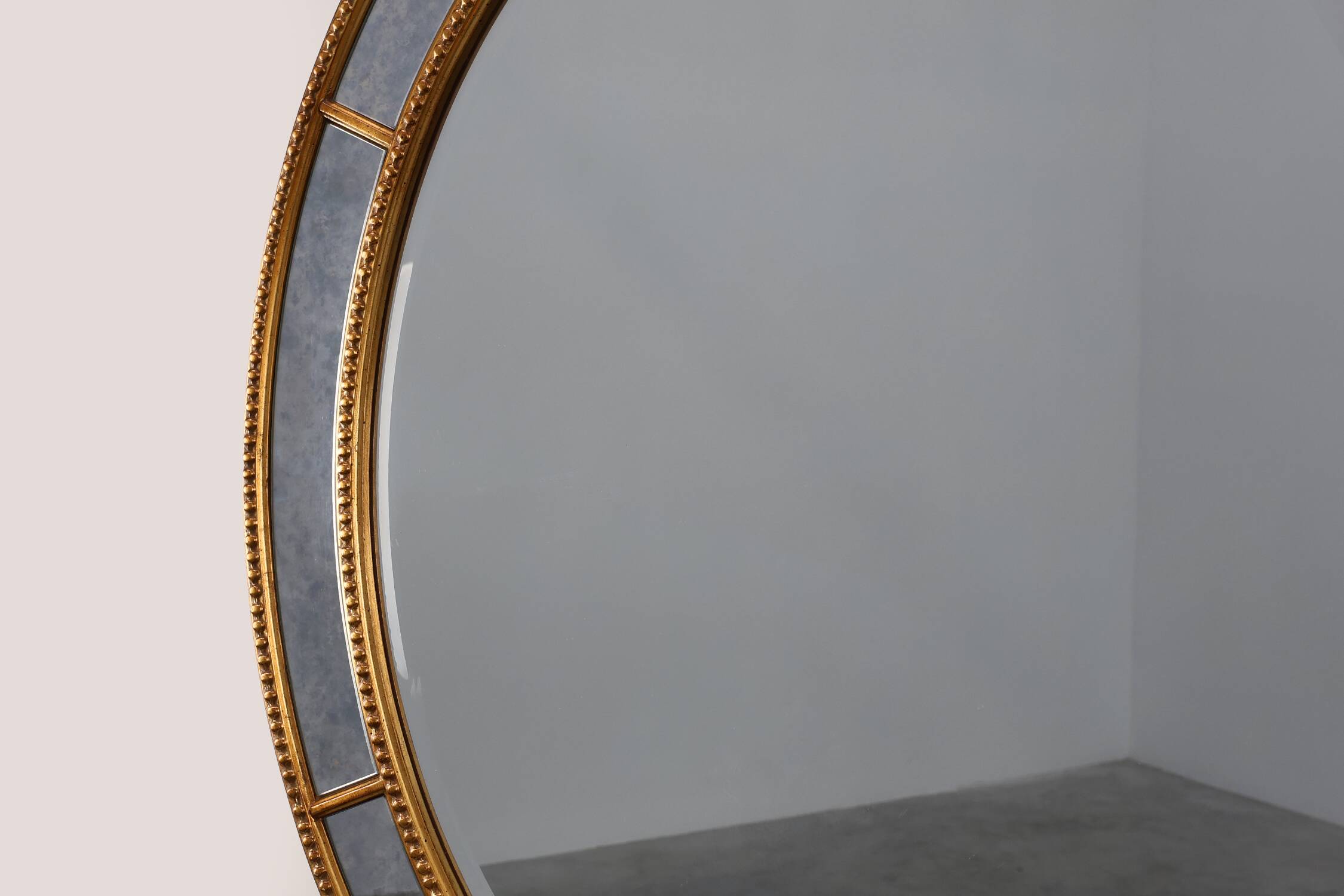 Mid-century gilt oval Mirror by Deknudt, Belgium 1980s