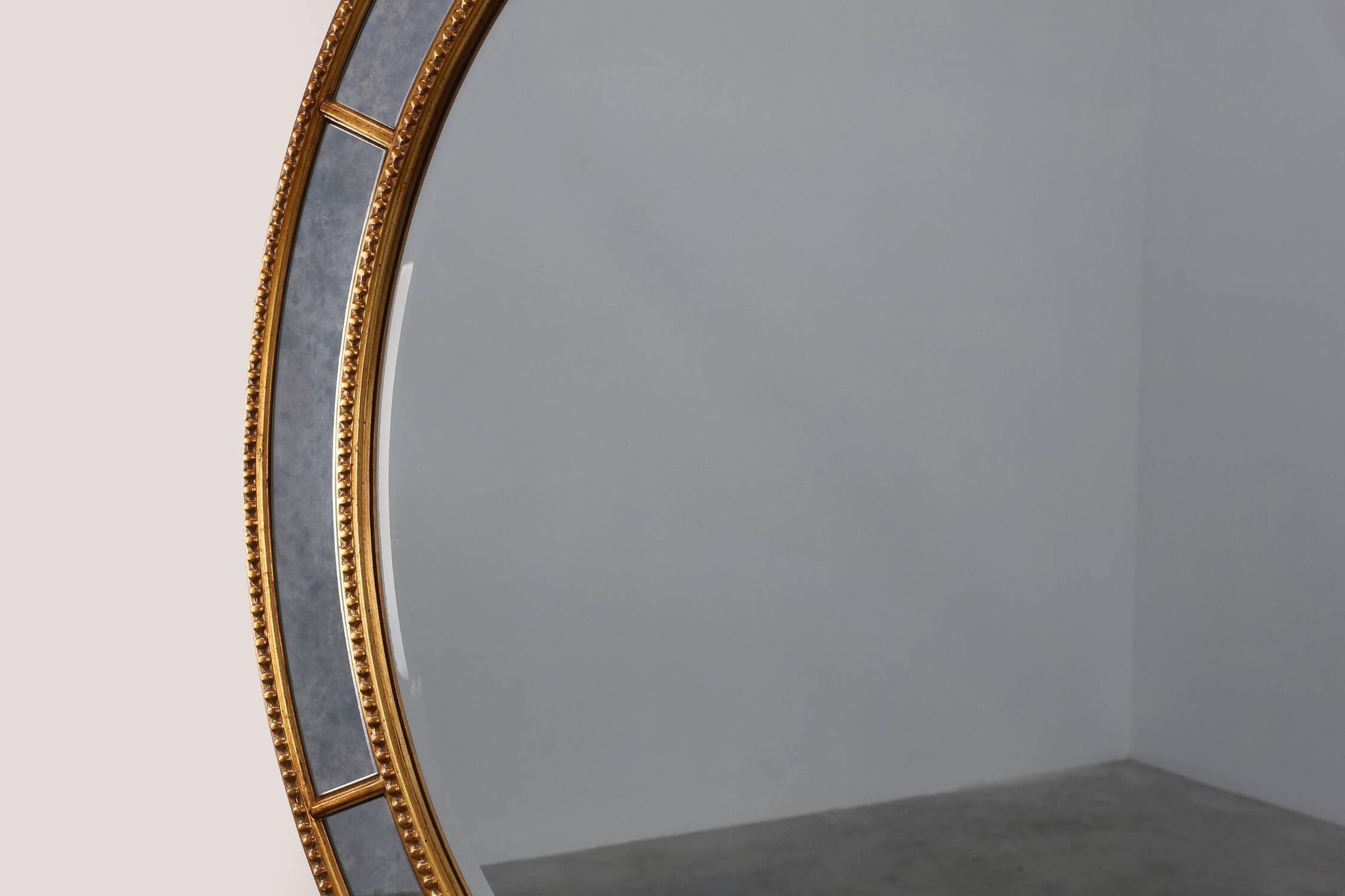Mid-century gilt oval Mirror by Deknudt, Belgium 1980s