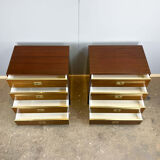 2 bedside tables/small chests of drawers in Campaign style, 1970s