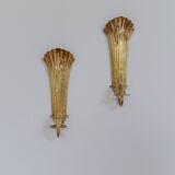 Pair of Art Deco brass wall sconces by Holmström, Arvika, Sweden, 1940s.