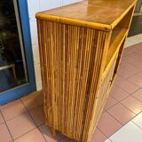 Vintage rattan side table in Audoux Minet style