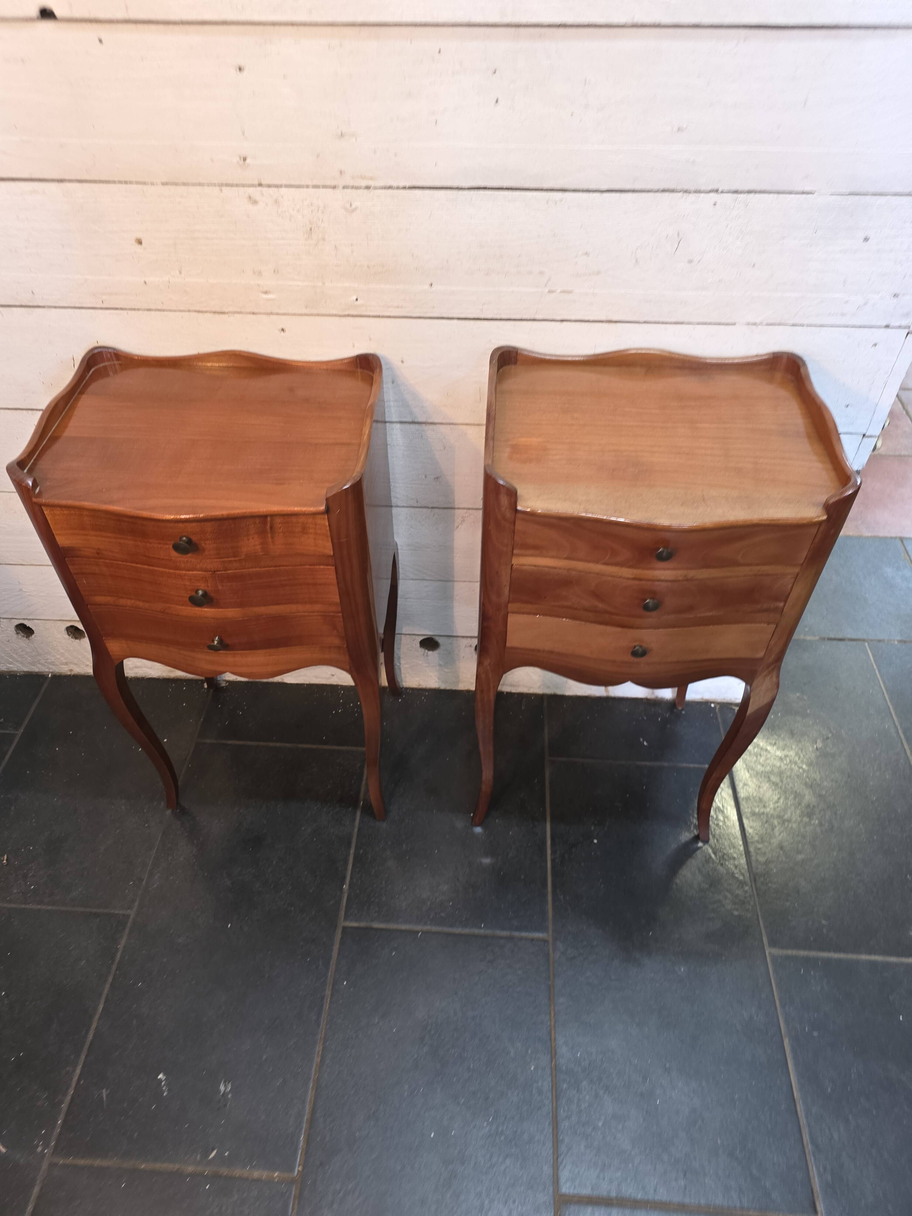 Pair of Louis XV style cherrywood bedside tables