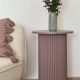 round and fluted side table in mauve, dimmed pink purple
