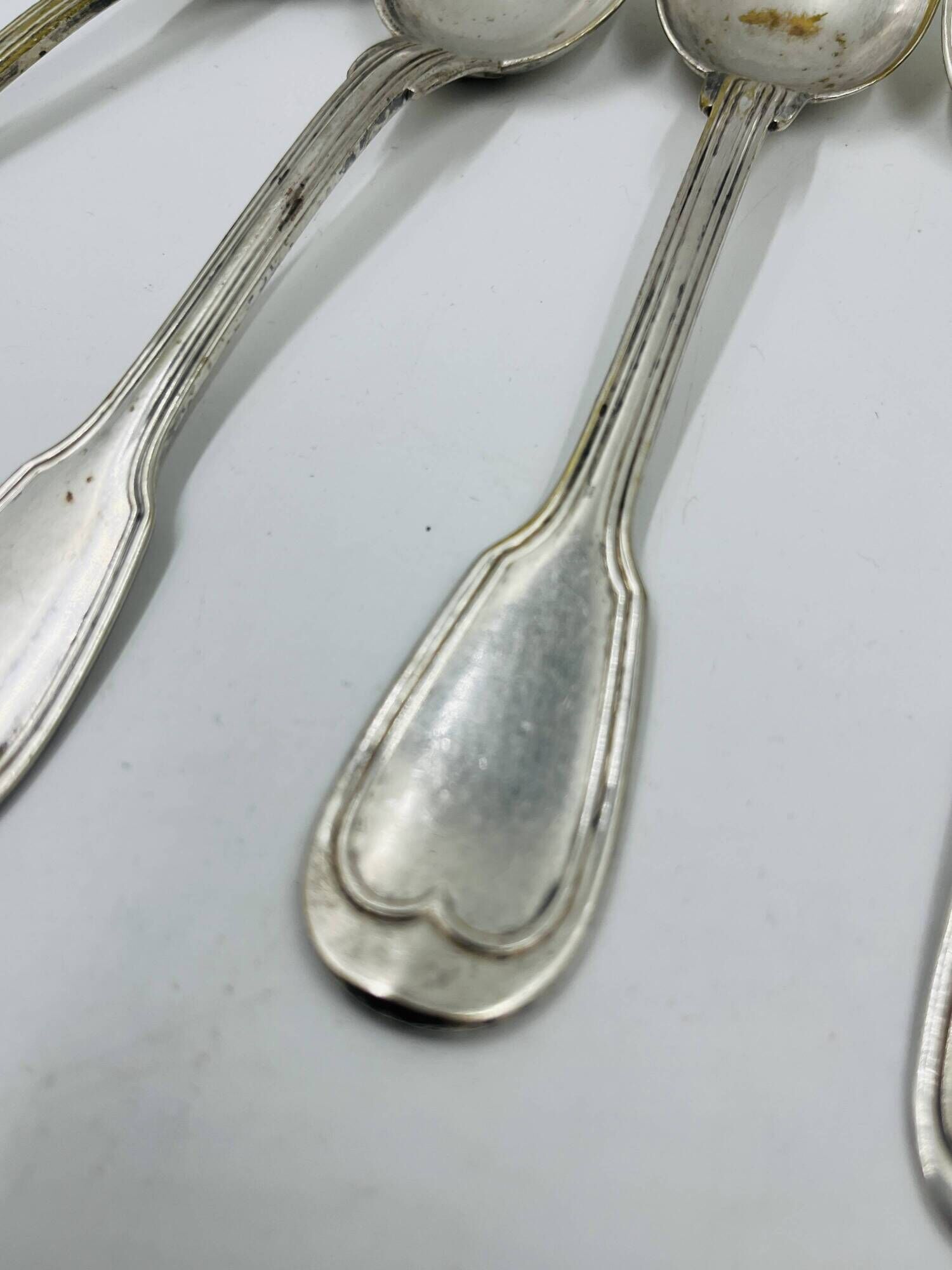 Lot of 6 Silver-Plated Metal Soup Spoons Wiskemann