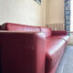 Red genuine cowhide convertible sofa
