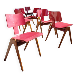 6 chaises Hillestak par Robin Day pour Hille - 1950