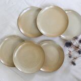 Set of 6 flat plates in sandstone, Sandstone village, vintage French