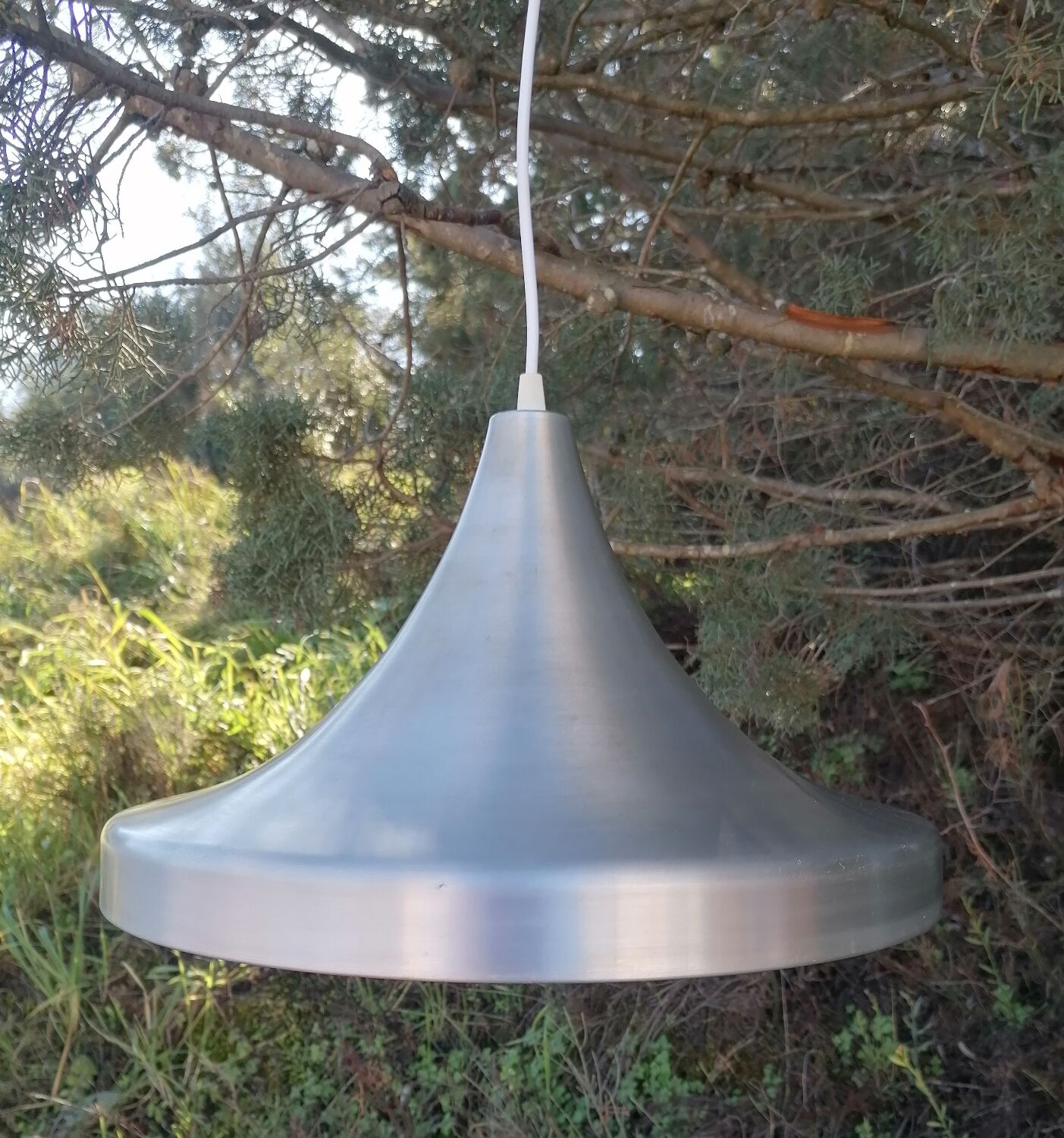 Suspension space age vintage en aluminium brossé