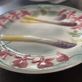 Asparagus service: dish and 6 Saint Clément France barbotine plates