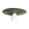 Suspension in green enamelled sheet, bowl with vintage porcelain sleeve