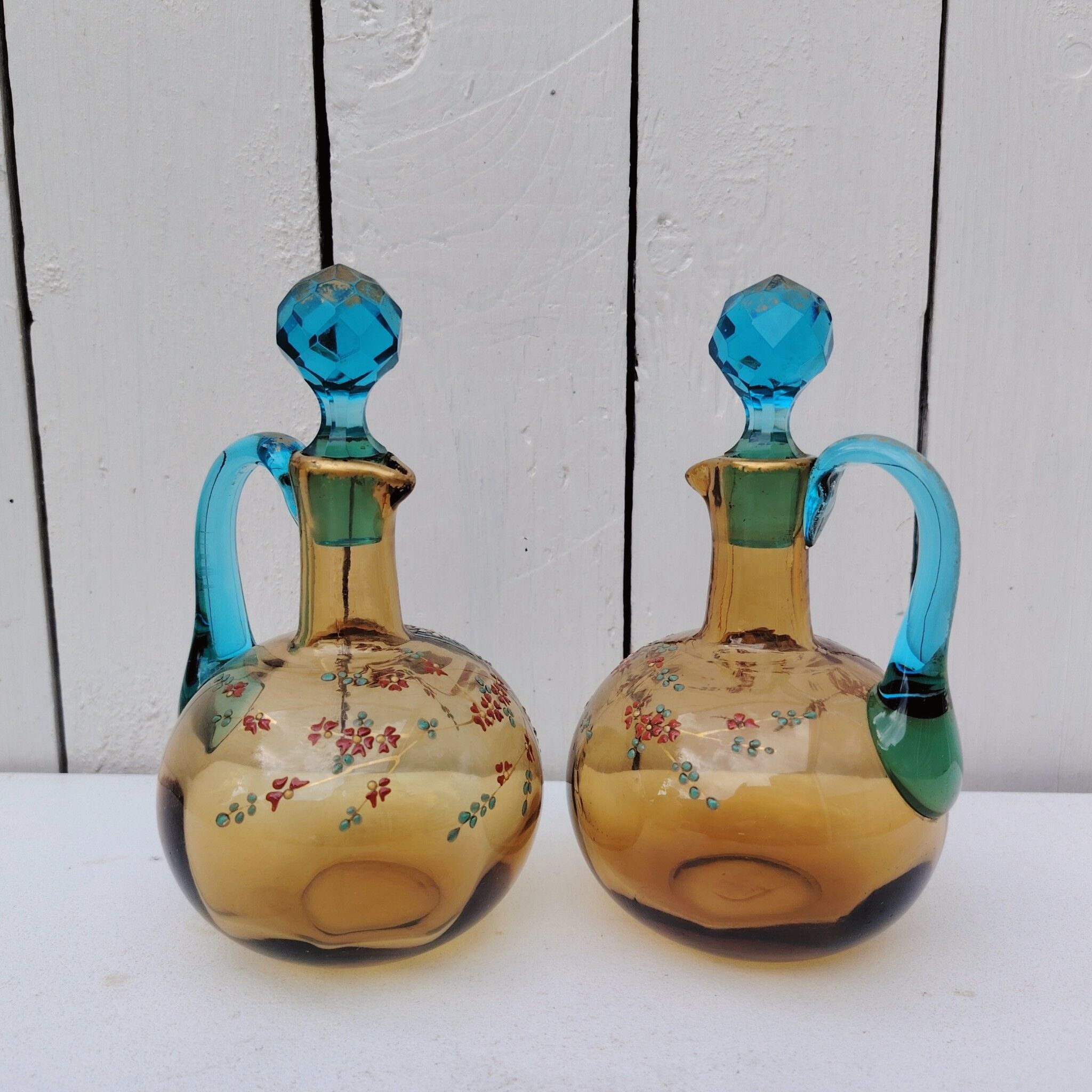 Pair of glass carafes, Georges Sand, vintage
