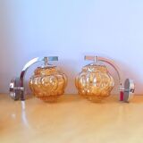 Pair of 70s ball wall lights