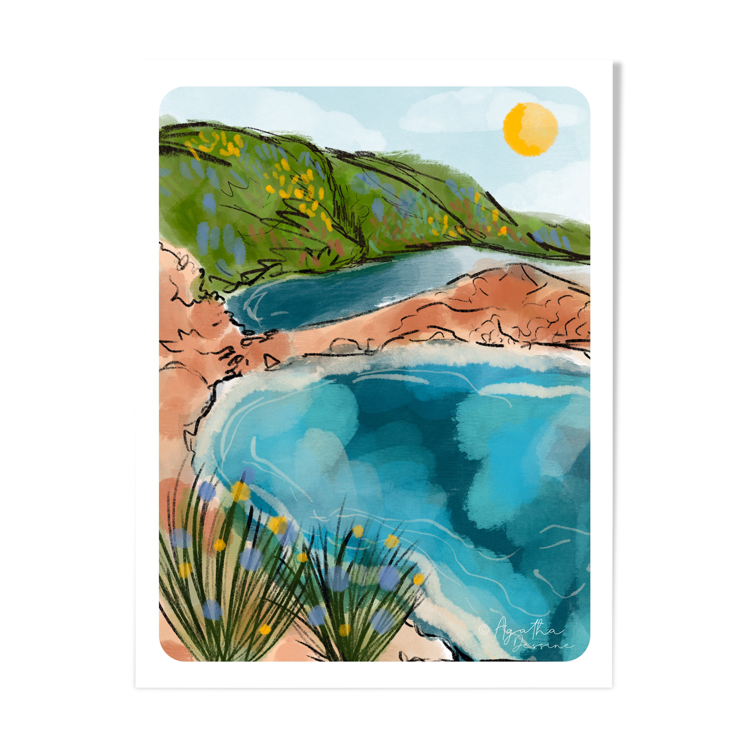 Illustration "Corsican cove" A4