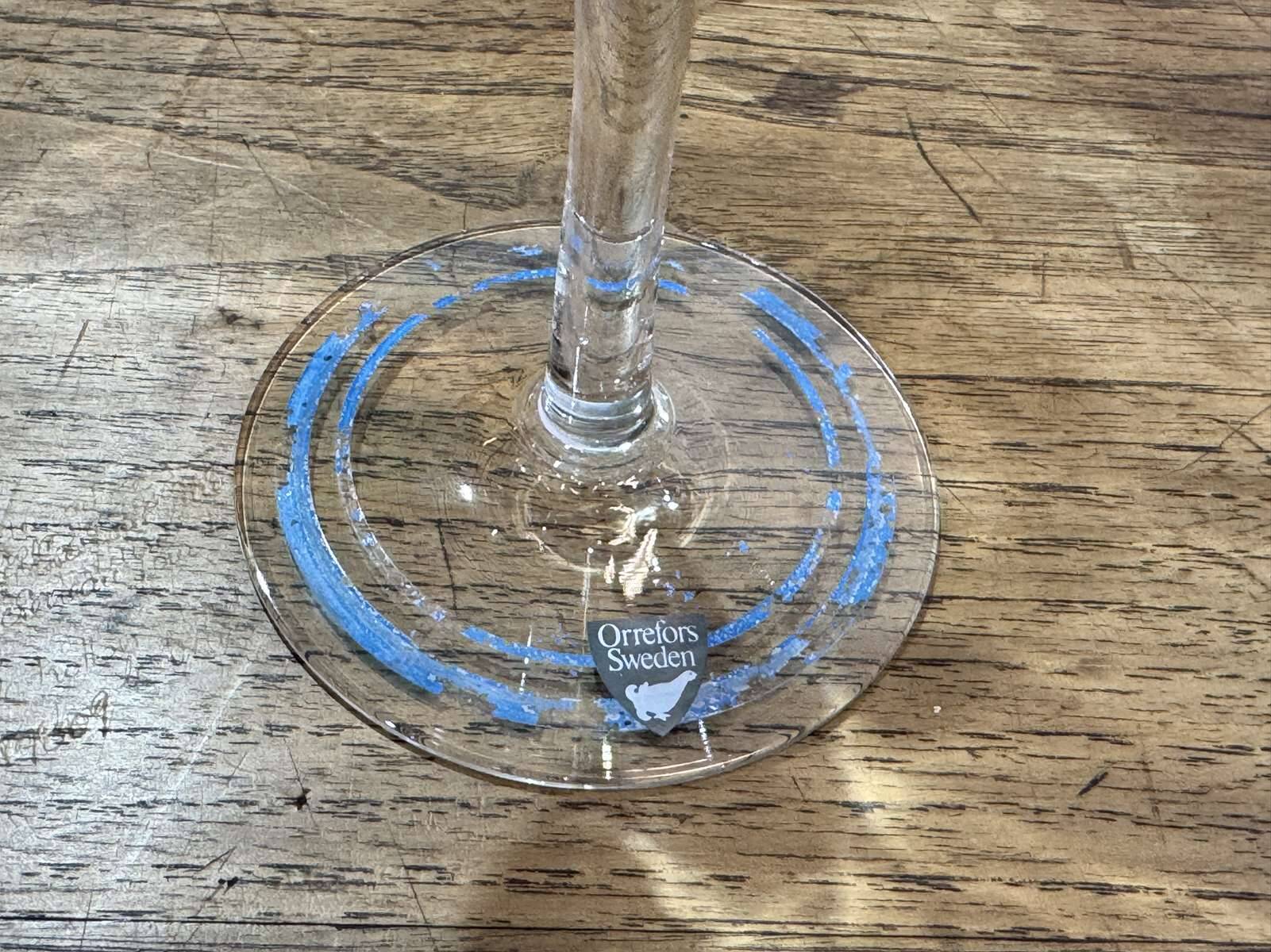 Set of 6 Swedish crystal champagne glasses by the brand Orrefors.