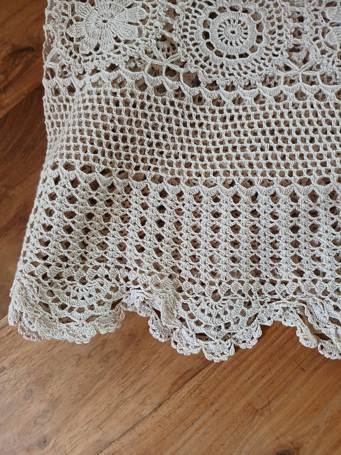 Antique handmade crochet tablecloth