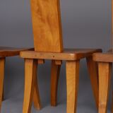 Brutalist elm wood dining chairs 1970s