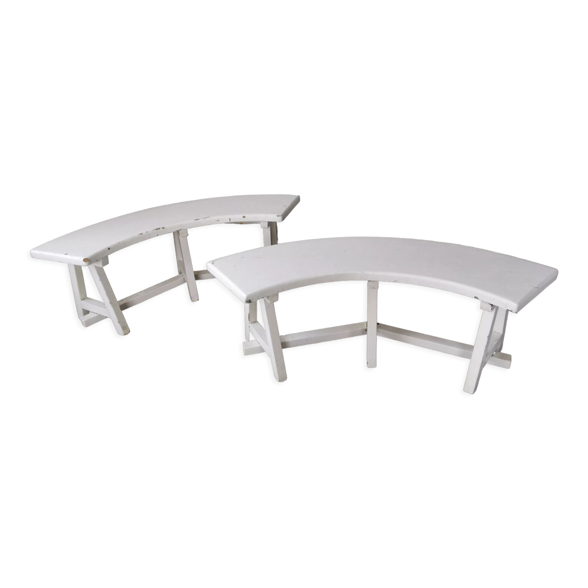 Pair of benches in white fir