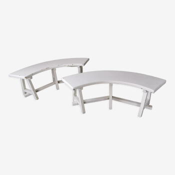 Pair of benches in white fir