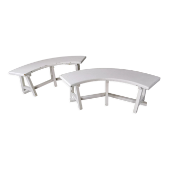 Pair of benches in white fir