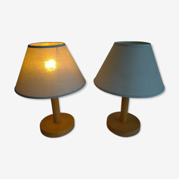 Paire de lampes en bois