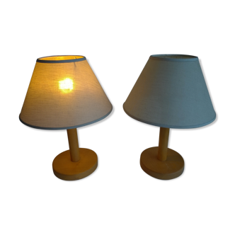 Pair of wooden lamps