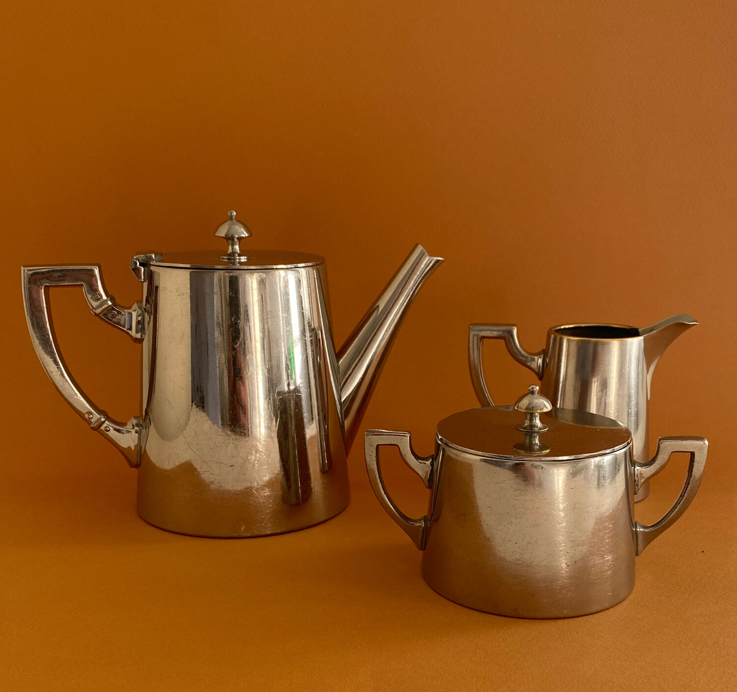Silver metal teapot