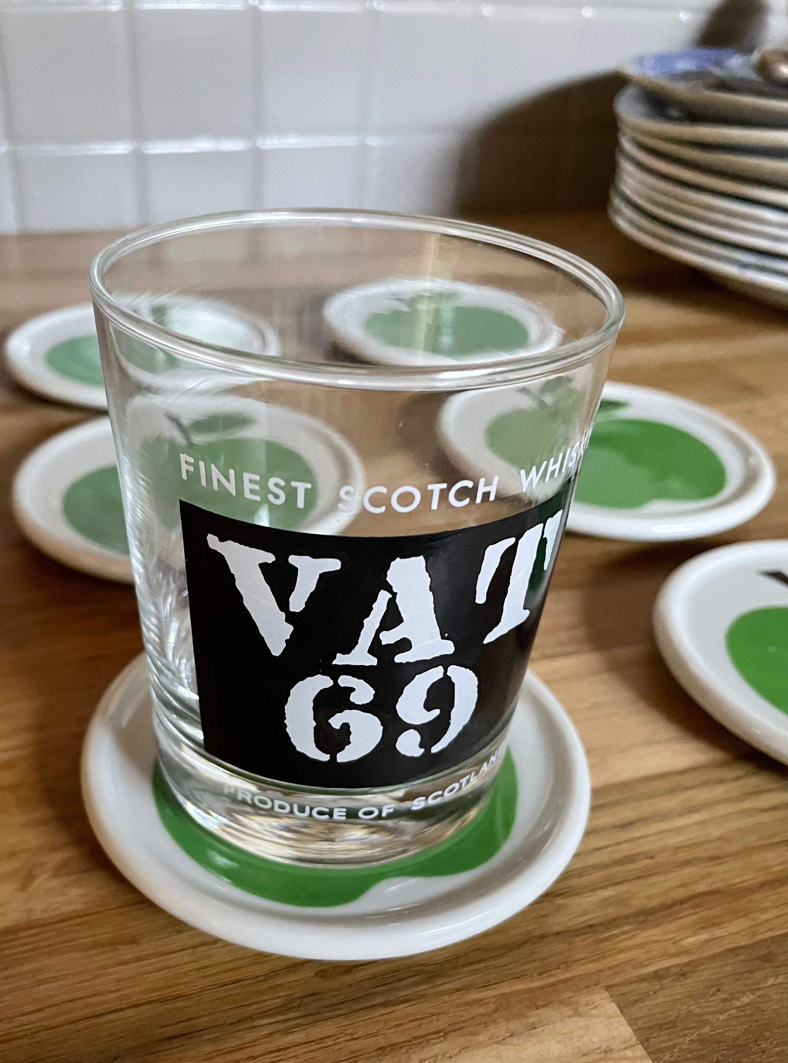 Set of 6 coasters Herrandiz Green Apple Vintage 1970