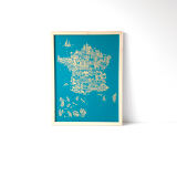 France turquoise & gold screen printing