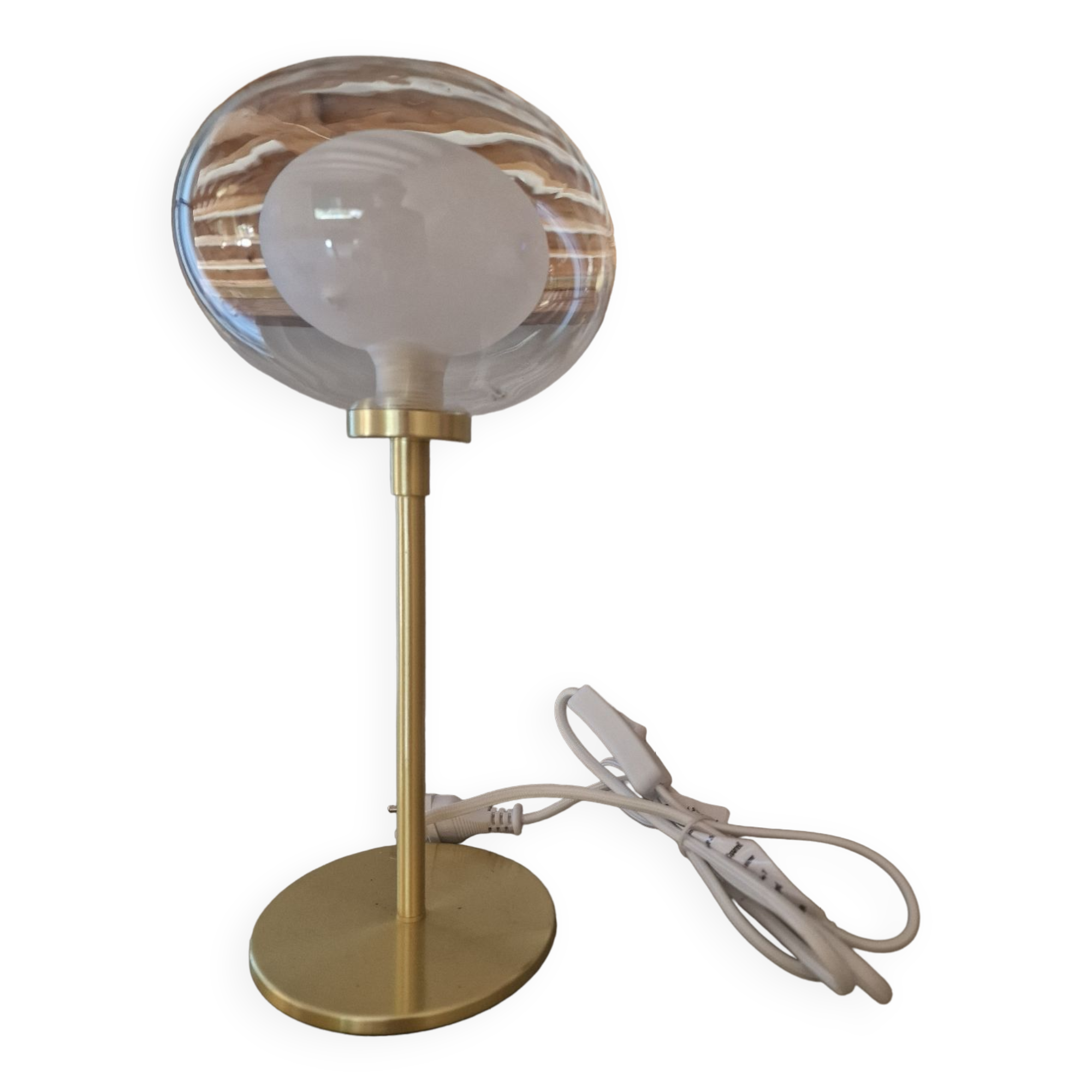 Glass and brass lamp