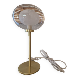 Glass and brass lamp
